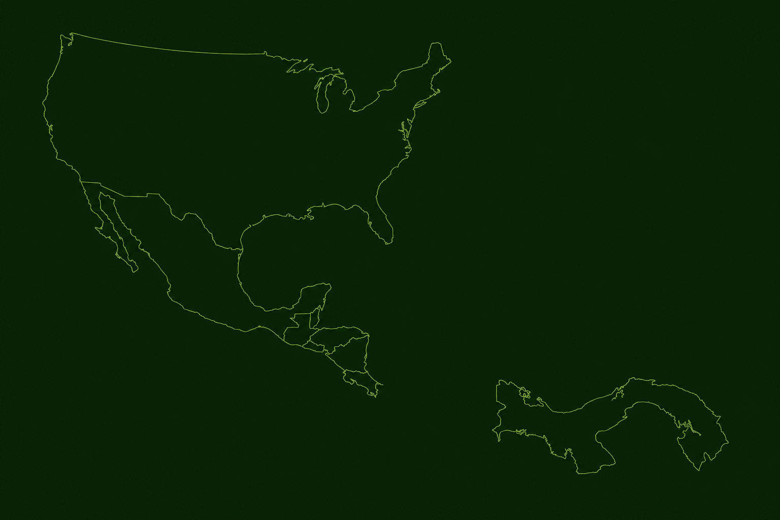 Line art map showing the United States and an enlarged Panama, illustrating support traveling from American supporters to mission work in Panama